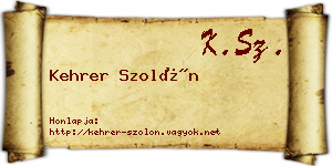 Kehrer Szolón névjegykártya