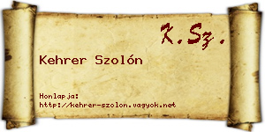 Kehrer Szolón névjegykártya